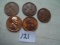 (5) Lincoln Wheat Penny=s, 1925, 26-S