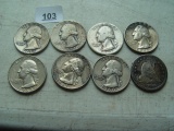 (8) 90% Silver Quarters: 1947-D, 63-D