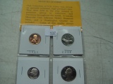 (4) Proof Coins: 1964 Lincoln, 2004 Nickel