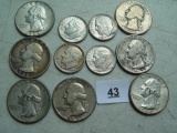 (7) 90% Silver Quarters & (4) (0% Dimes