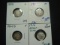 Four Barber Dimes: 1893  Good, 1901  Fine, 1914-D  Fine, 1916  Cleaned XF