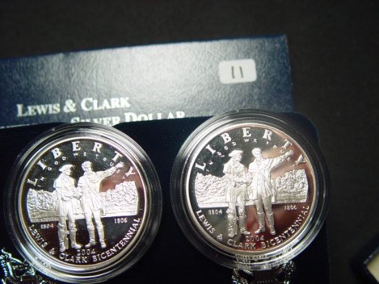 Pair of 2004 Proof Lewis & Clark Silver Dollars