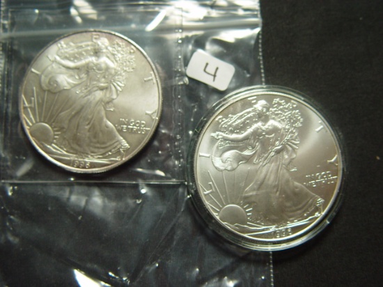 Pair of 1996 BU Silver Eagles   Better Date