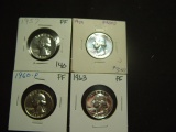 Four Silver Proof Washington Quarters: 1957, 1959, 1960, 1963