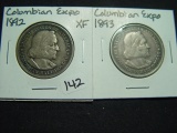 Pair of XF Columbian Expo Halves: 1892 & 1893