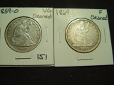 Pair of Cleaned Seated Halves: 1859-O & 1869