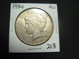 1934 Peace Dollar   AU