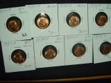 Eight BU Early Lincoln Cents: 1930, 1935, 1935-S, 1936, 1937, 1938, 1938-S, 1942-S