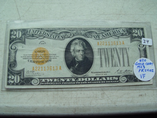 $20 Gold Certificate 1928 VF FR 2402