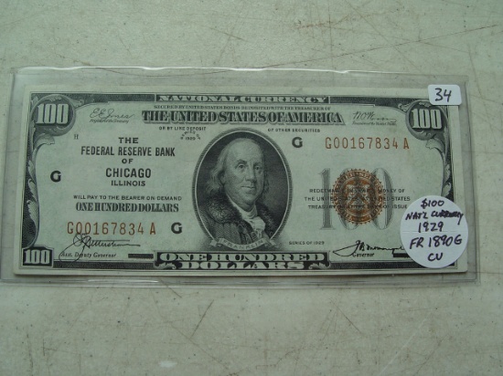 $100 National Currency 1929 CU FR 1890G