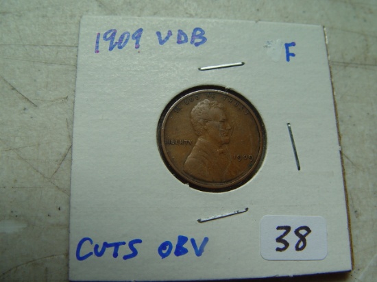 1 Cent Lincoln 1909 VDB F Cuts Obverse