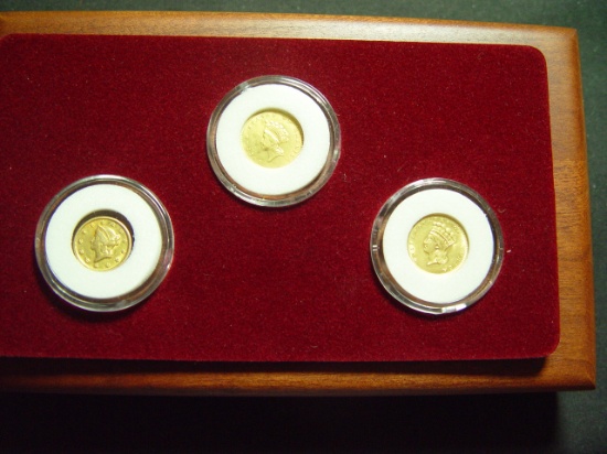 Nice Boxed Set of All Three Gold Dollars in XF: 1849, 1854, 1856 w/COA