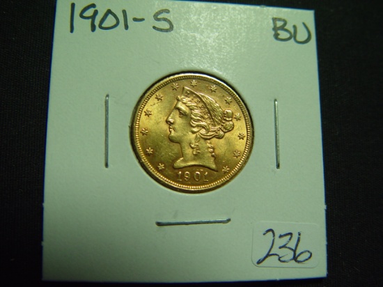 1901-S $5 Gold Liberty   BU