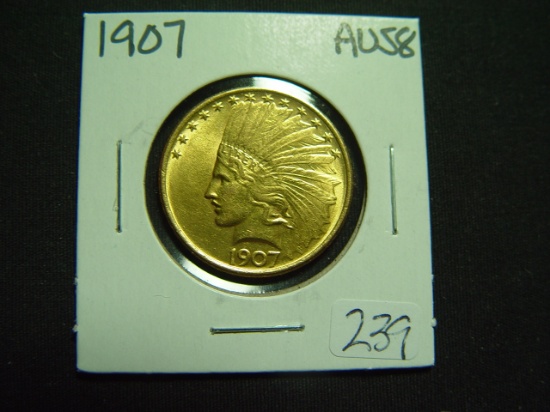 1907 $10 Gold Indian   AU++