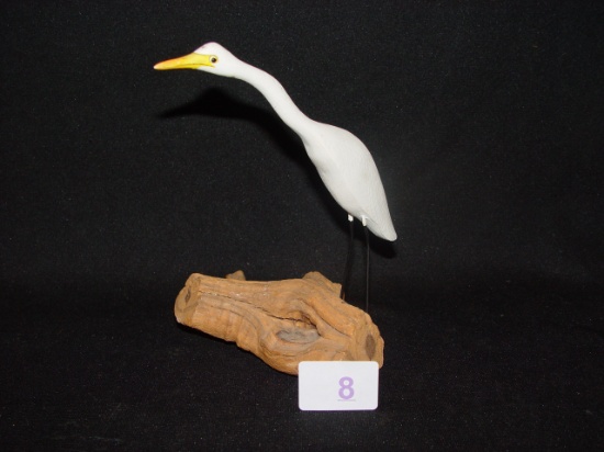 Hand Carved American Egret by Whitton