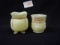 2 Custard Glass Tooth Pick Holder w/Advertising