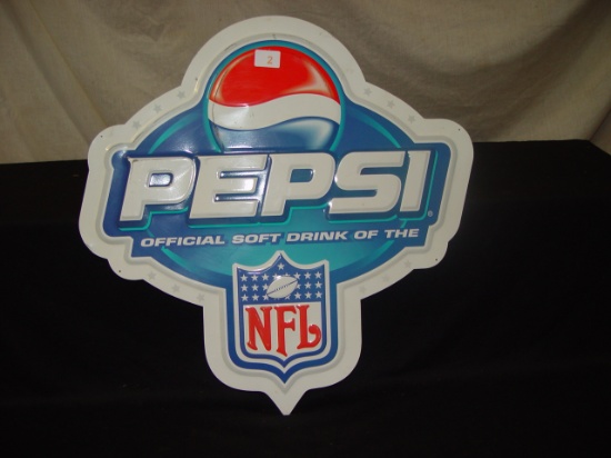 Tin Pepsi NFL Sign 24.5"T x 23.5"W NIB