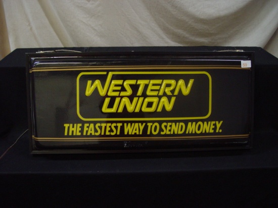 Western Union Lighted Sign 34"L x 15"H Works