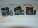 3 Silver Plate Figural Toothpick Holders