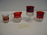 4 Ruby Flash Souvenirs  2.5” to 5”T