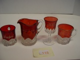 4 Ruby Flash Souvenirs, Monroe WI, Freeport IL & Pearl City IL