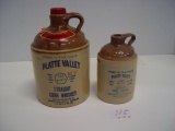 2 Platte Valley Corn Whiskey Jugs Bottled by McCormick Distilling Co.