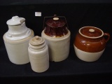 Bean Crock, Canning Jars, all as is, Chips & Cracks Tallest 11.5”