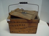 Wooden Egg Crate w/Lid & Handle, E.A. EstorF & Son General Merchandise Apple River, IL