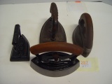 Job Lot of 4 Flat Irons, 1 Colebrookdale Iron Co. 4.5 to 6.5”L