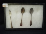 3 Sterling Pieces, One Spoon is Advertising from Scott County Bank 1883-1908