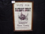 Advertisement for Motorcycle Officer Nathan F. Burgy for Sheriff of Green County, WI