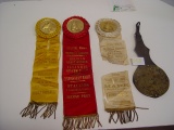 3 Horse Ribbons 1914, 1921, & 1922 from Illinois State Fair & Horse Brass from