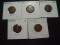 Five Early Lincoln Cents: 1912-D, 1912-S, 1914-S, 1915-D, 1915-S  G/VG