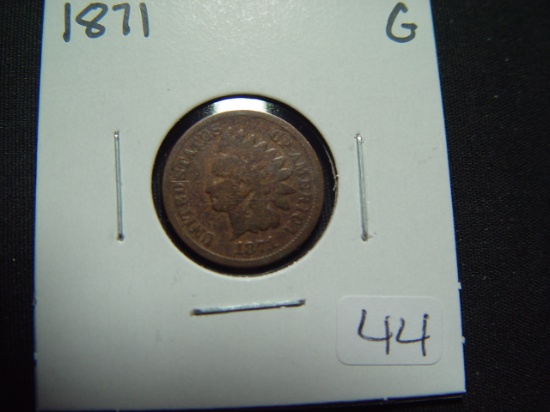 1871 Indian Cent   Good   Semi-key date