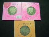 Three Barber Quarters: 1894, 1897, 1897-O   Good- The '97-O is a better date