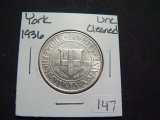 1936 York Commemorative Half   Unc., cleaned