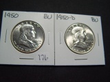 Pair of BU Franklin Halves: 1950 & 1950-D