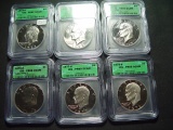 Six ICG PF69 DCAM PF Ike Dollars: 1973, 1974, 1976 Ty. 1, 1976 Ty. 2, 1977, 1978