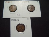 Three Semi-Key Lincoln Cents: 1922-D, 1924-D, 1926-S