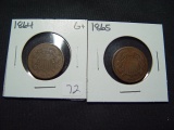 Pair of Two Cent Pieces: 1864 & 1865