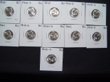 Complete BU Set of All Eleven Silver Jefferson War Nickels