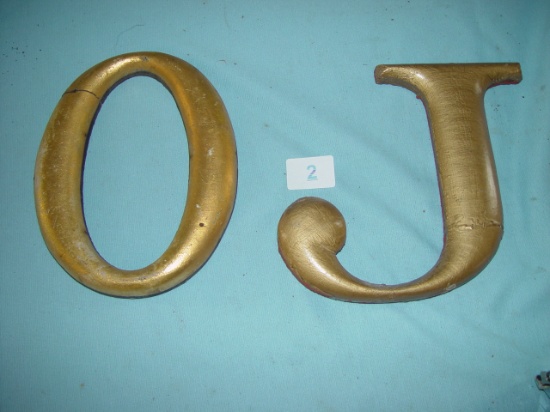 (2) 8 1/2" Wooden Gold Leaf Letters