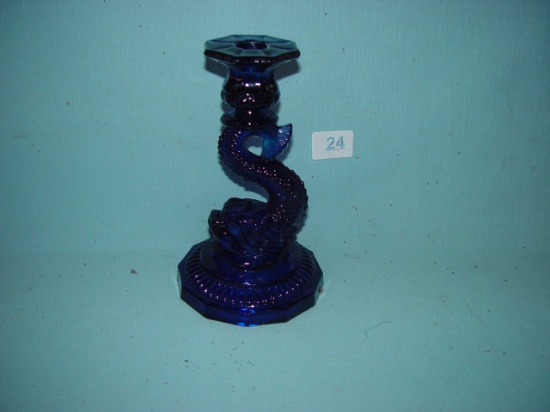 (2) Contemporary, Cobalt Blue 8" Dauphin Glass