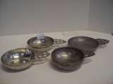 4 Pewter Porringers, Stede, Royal Holland & Daalderop