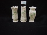 3 Belleek Vases 4