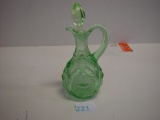 Green Patterned Glass Cruet