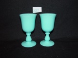 2 Blue Milk Glass Egg Cups