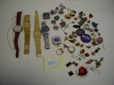 Job Lot of Watches, Tie clips, Cuff links & pins, as is