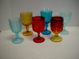 6 Colored Glass Goblets