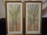 2 Framed hand made paper & acrylic signed “Linda M. Hock Auman” 15.5 x 30.5 &